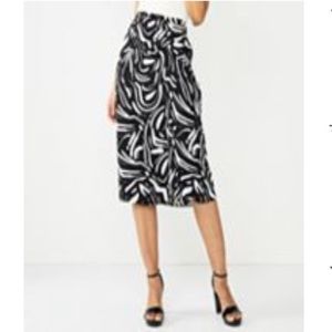 NWT Nine West abstract brush side ruched midi skirt size XXL